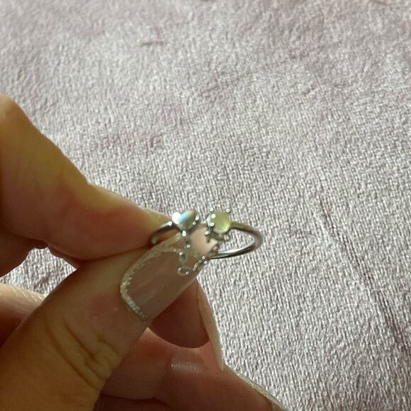 The Dainty Chain Heart ring adjustable 925 silver and moonstone - Picture 11 of 14